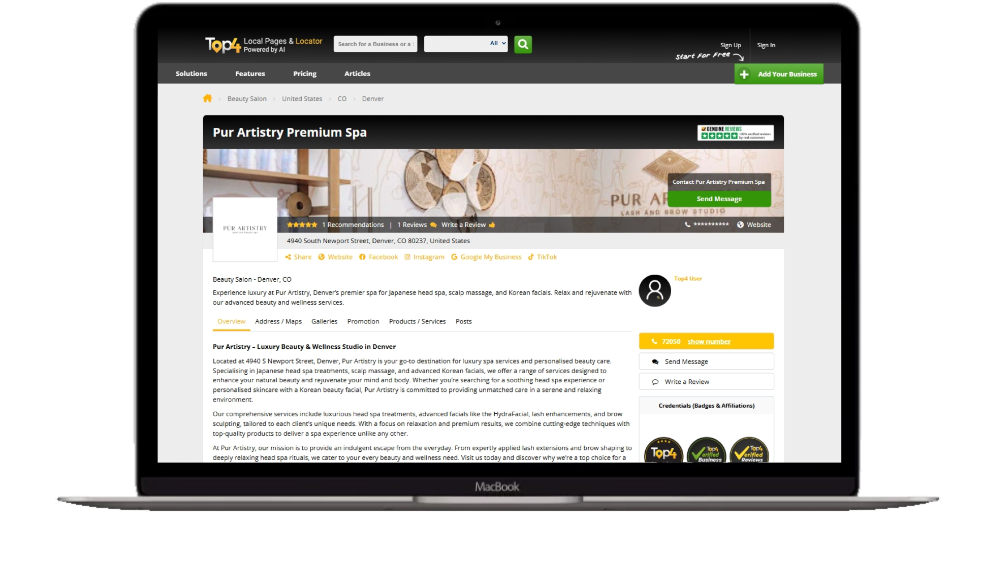 SEO Services for Pur Artistry Premium Spa